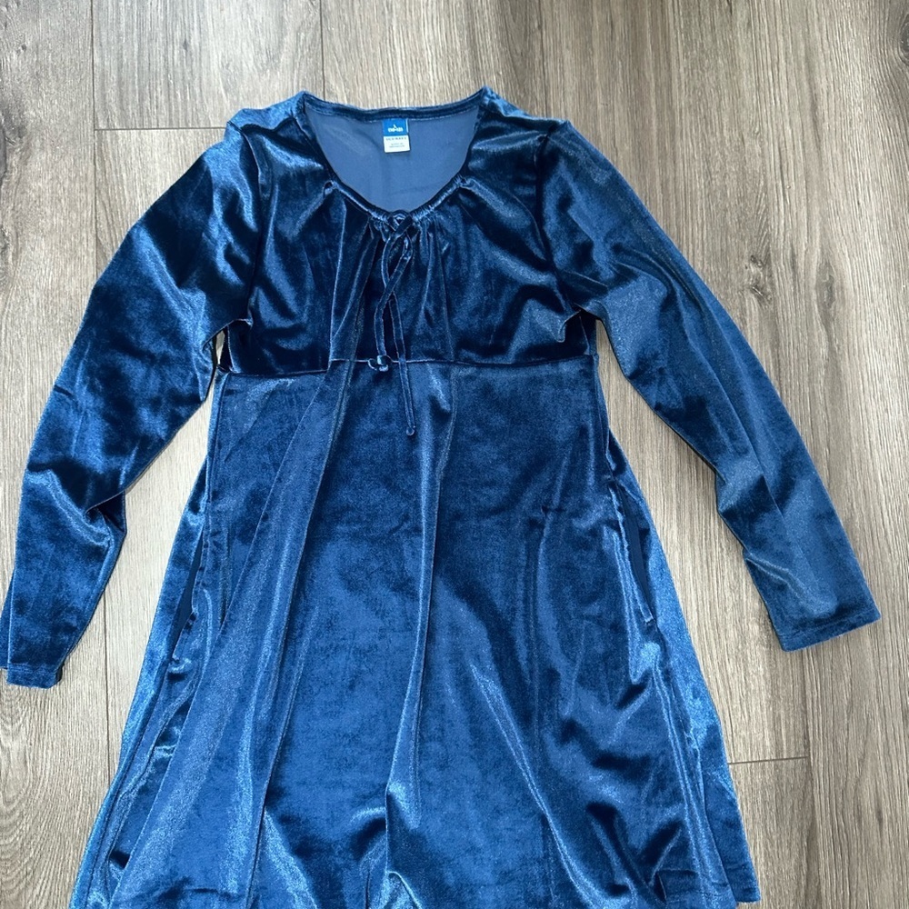 Old Navy Navy Blue Velvet Long-Sleeve Dress for Girls